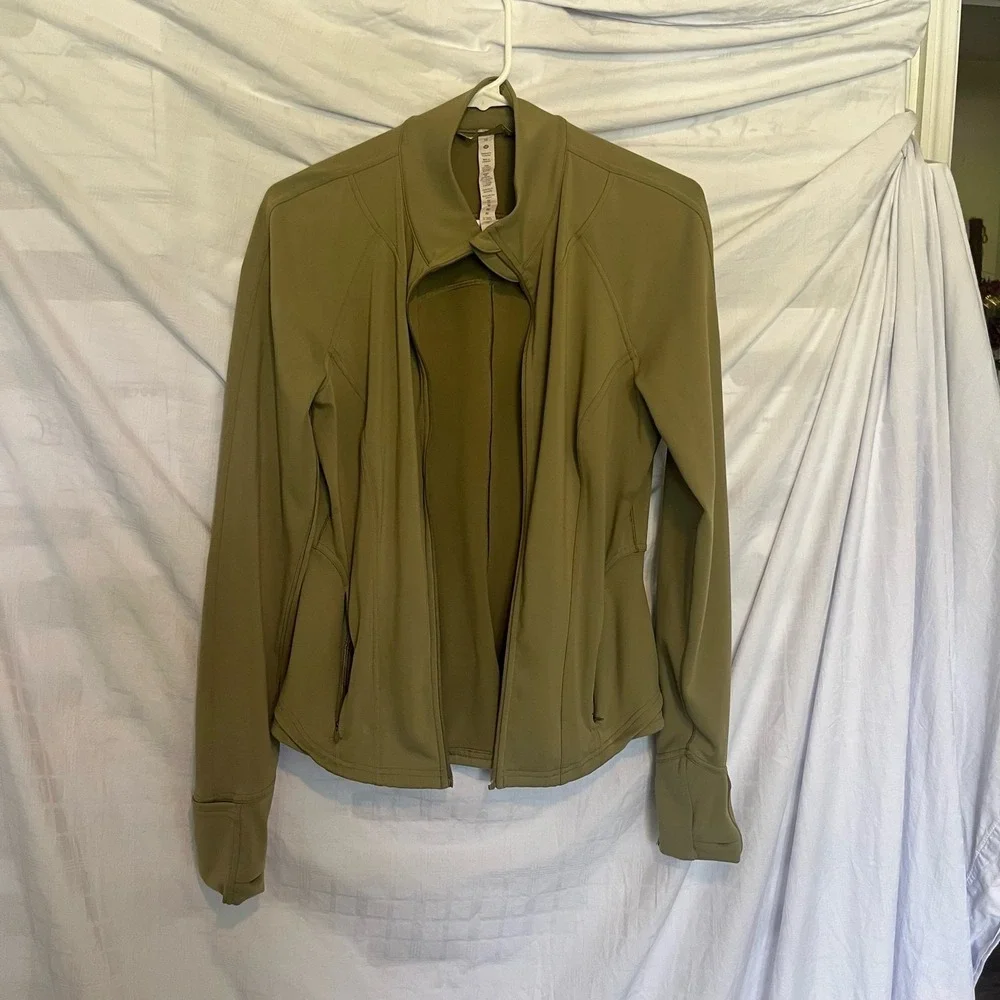 Lululemon Bhakti Yoga Jacket Olive Green Full Zip Women's Size 10
